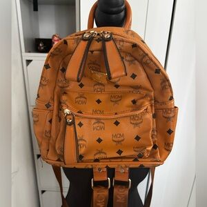 MCM Orange Logo Backpack